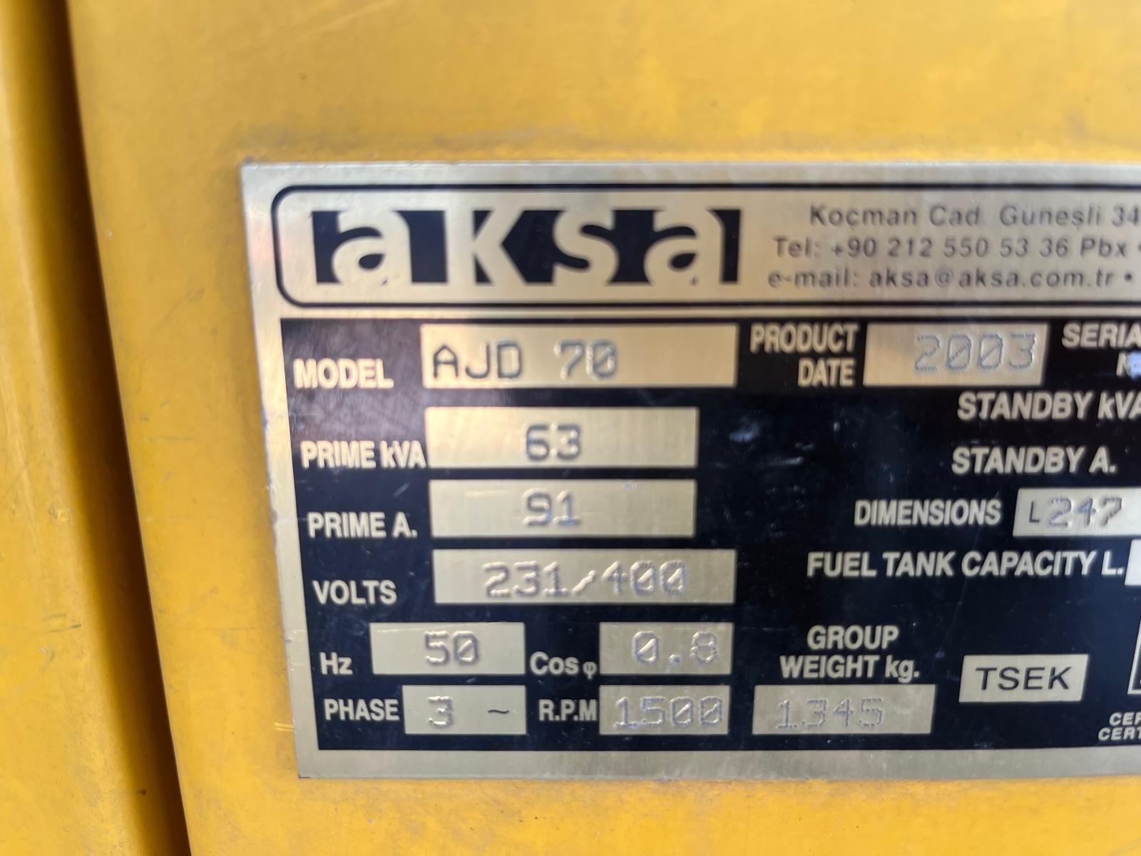 Aksa AJD 70 KVA