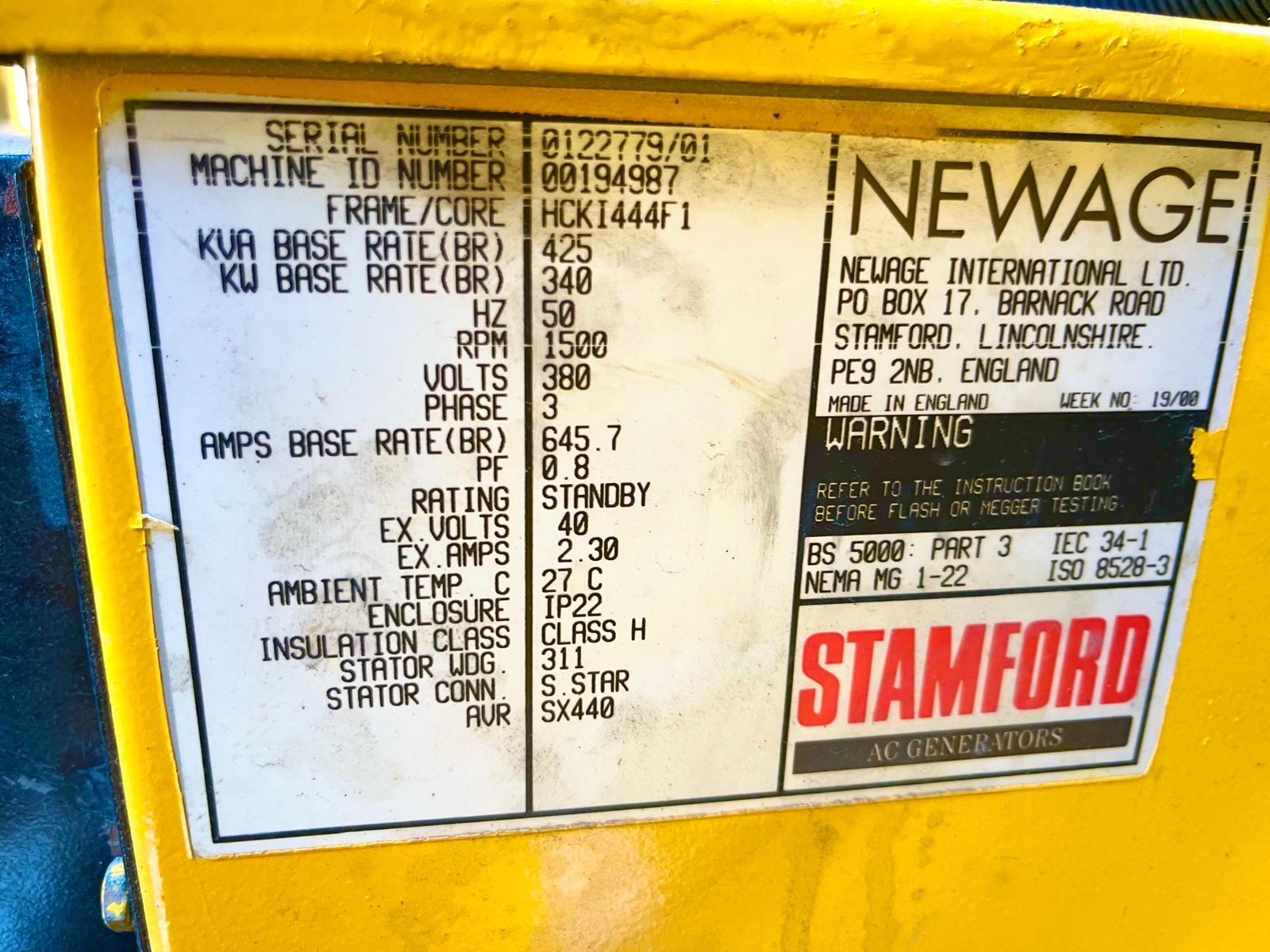Çukurova ÇP 425 kVA Perkins Motorlu Stamford Alternatörlü Dizel Jeneratör